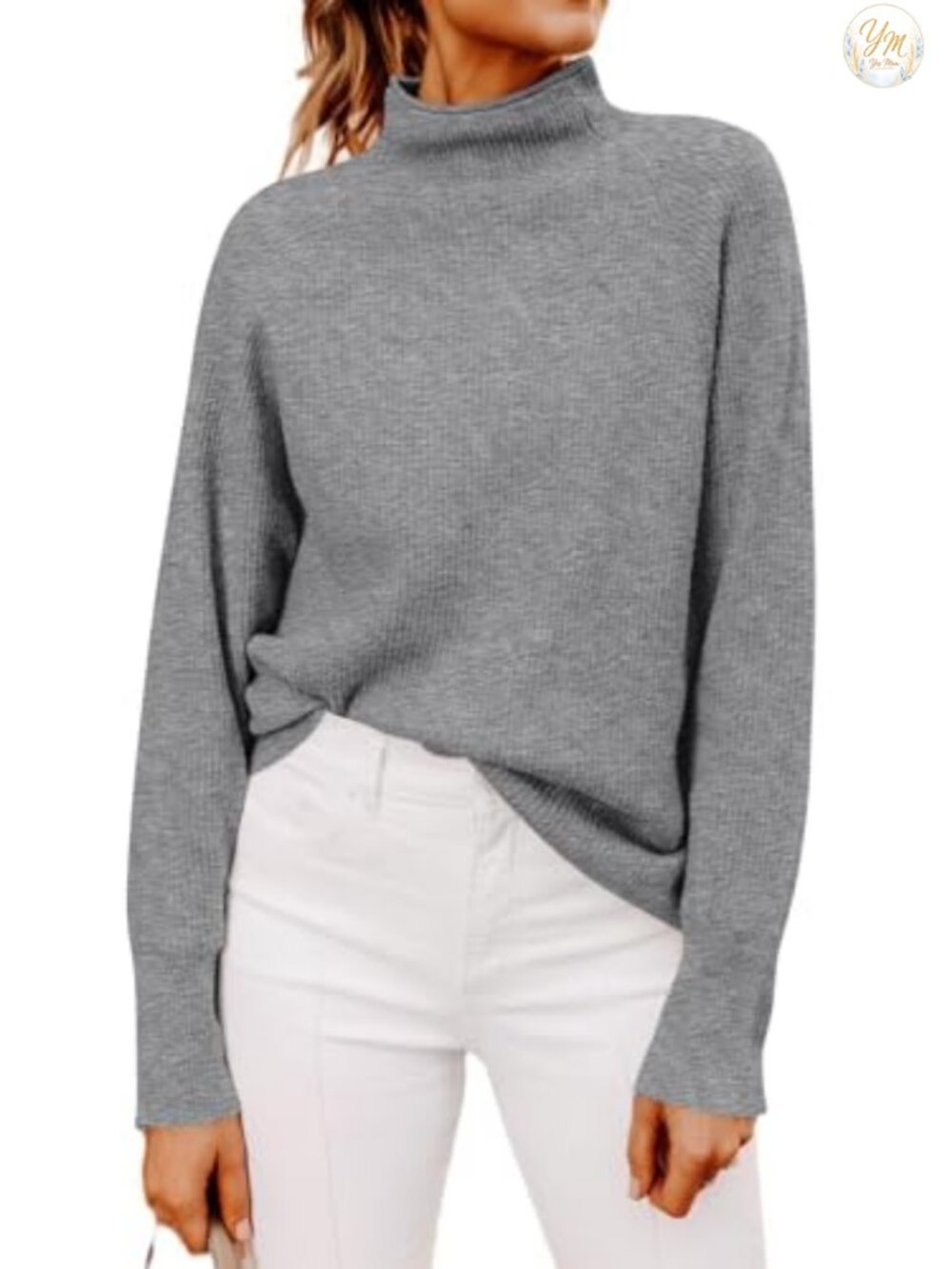 Women's Long Sleeve Mock Neck Sweater Pullover Cozy Winter Top